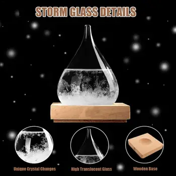

Desktop Droplet Storm Glass Bottle Weather Forecast Predictor Monitor Barometer With Wooden Base For Home Office Decor