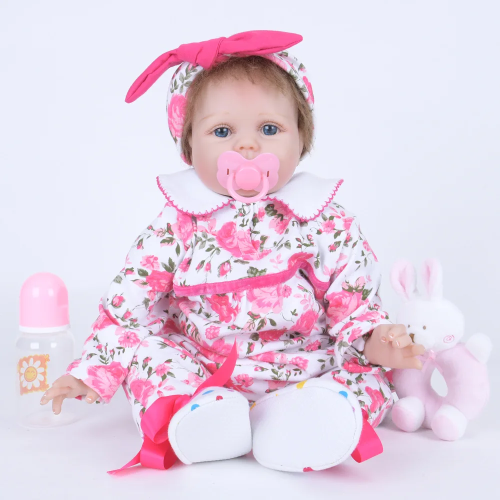 55 см тканевое тело ручной работы завитые волосы цветочный костюм новорожденный с