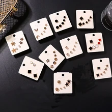 Набор из нержавеющей стали, маленькие серьги-гвоздики, геометрические, Круглые, любовь, рейстон, корейский стиль, ювелирные изделия, аксессуары для женщин, девочек, мужчин, детей