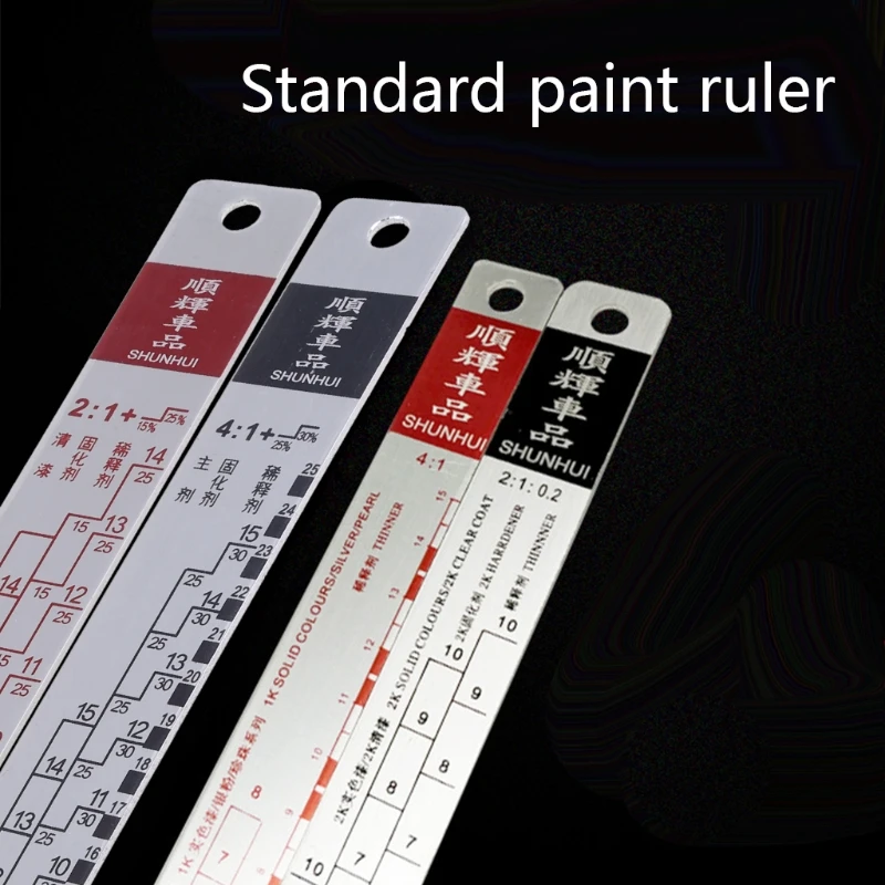 Paint Ruler Mixing Tool Standard Car Paint Ruler Tool Black/R-ed Rulers