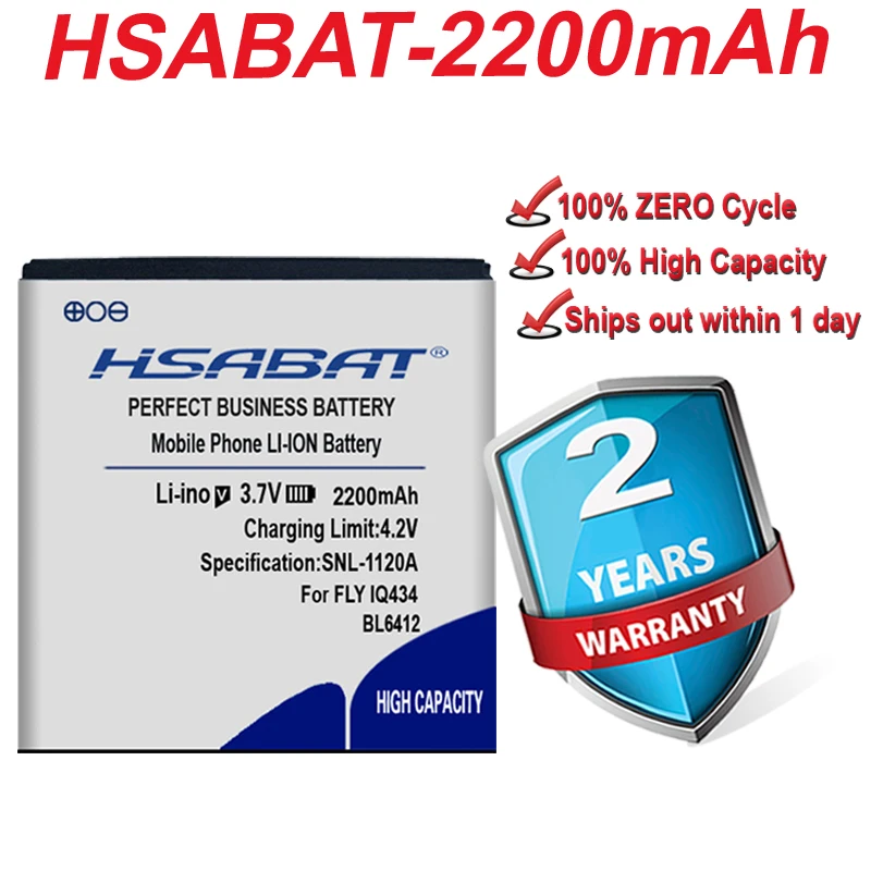 Высококачественные аккумуляторы HSABAT для мобильных телефонов Fly IQ434 2200 мАч BL6412