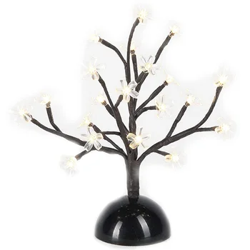 

Cherry Blossom Desk Top Bonsai Tree Light 0.36M/14 Inch 20 LEDs Cherry Blossom Tree Table Lamp Black Branches Battery Powered fo
