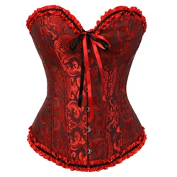 Corsets Bustiers Floral Tops For Women Plus Size Vintage Sexy Corsets Gothic Satin Lingerie Corselet Overbust F3MD