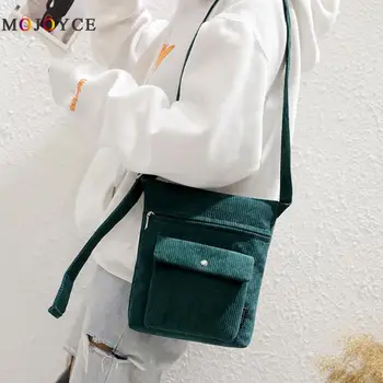 

New Fashion Women Corduroy Shoulder Bag Solid Color Messenger Handbag Crossbody Bags sac a main