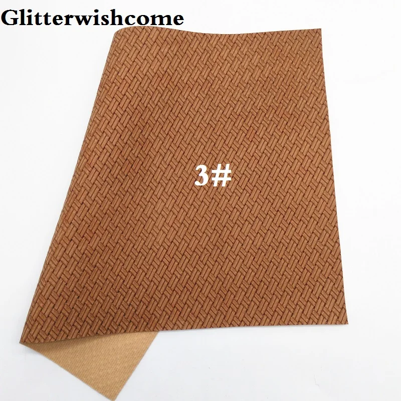 Glitterwishcome 21X29 см A4 размер винил для бантов тиснение ткачество, зерно кожа ткань искусственная кожа листы для бантов, GM158A - Цвет: 3
