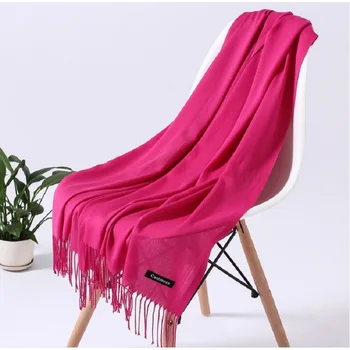 

Fashion Solid Color 2020 Women Scarf Winter Hijabs Tessale Tassels Long
