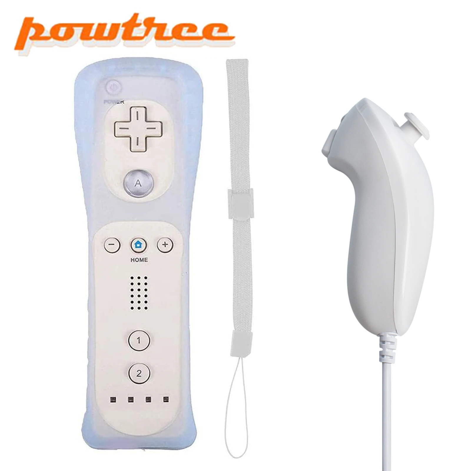 Powtree Remote 2in1 Remote and Nunchuck Controller for Nintendo Wii and