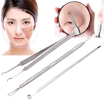 

3Pcs Stainless Blackhead Facial Acne Spot Pimple Remover make up Extractor Tool Set
