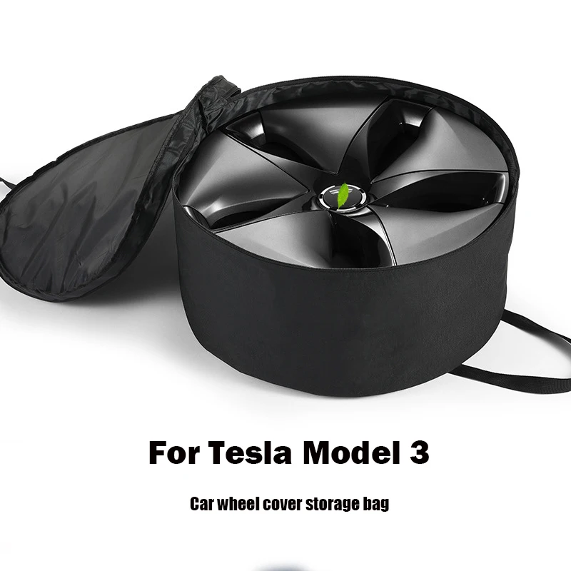 Car Wheel Cap Storage Bag for Tesla Model 3 Portable 3-layer Spacer Auto Wheel Cover Storage Bag Oxford Cloth Organizer