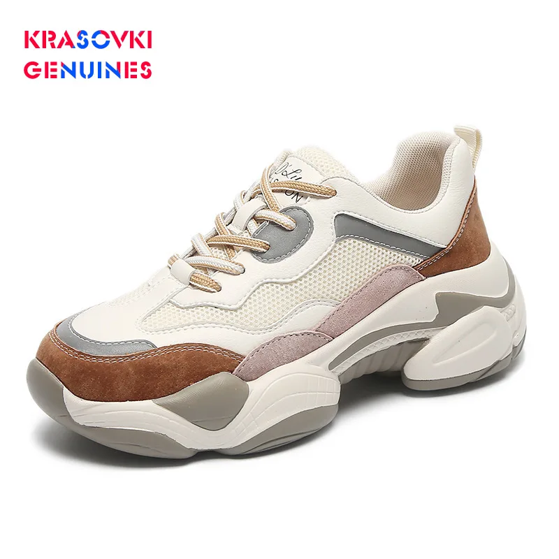 Krasovki Genuines/женские кроссовки; сезон осень; модные; Прямая поставка; дышащие; смешанные цвета; сетчатые; для отдыха; кружевная женская обувь