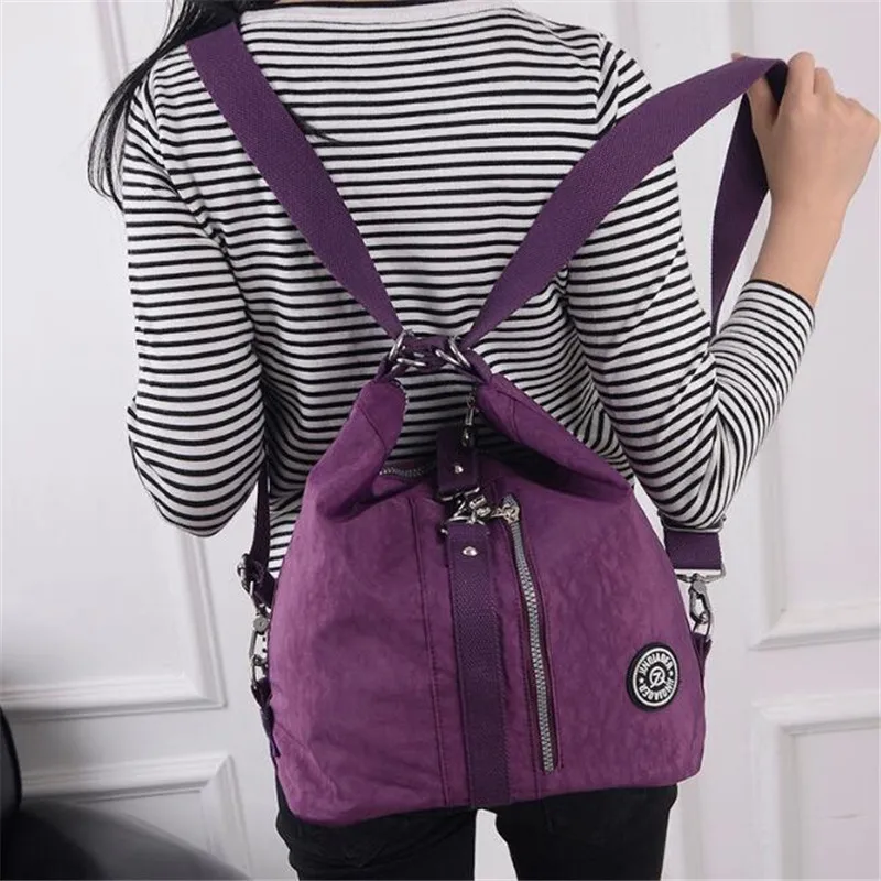 

3 In 1 Women Bags Multifunction Backpack Shoulder Bag Nylon Cloth Tote Reusable Shopping Bag Ladys Travel Bag Crossbody Bag