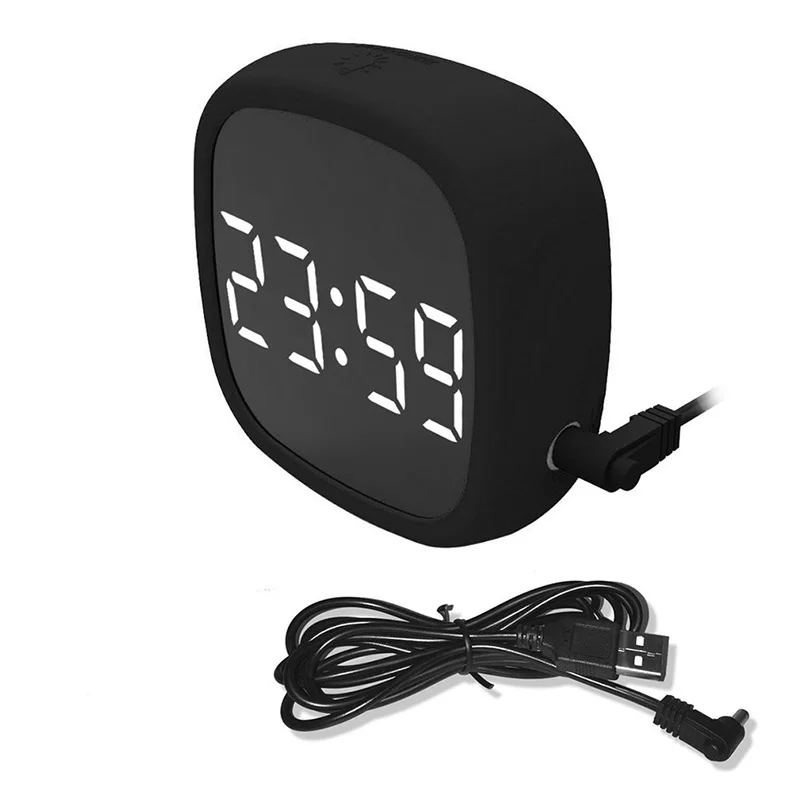 Led Digital Clocks Travel Snooze Alarm Clock Dimming Touch Magnet Electrontic Clock Home Screen Silicone Voice Control Clock - Цвет: Black