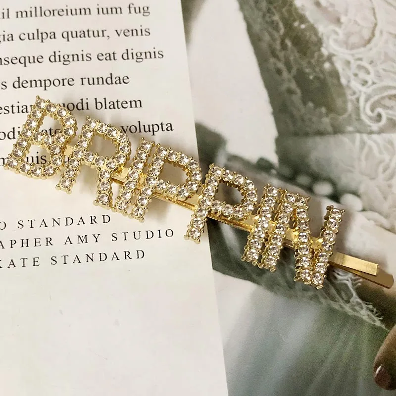 BRIPPIN Gold 1 шт., заколки для волос с кристаллами и буквами, стразы, заколки для волос, заколки для волос, инструменты для укладки волос, аксессуары, ювелирный подарок - Цвет: BRIPPIN Gold