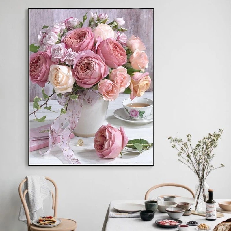 

5D Flower Diamond Painting Rose Cross stitch DIY Full Square Diamond Embroidery Rhinestone Mosaic Picture Home Decor gift Sale