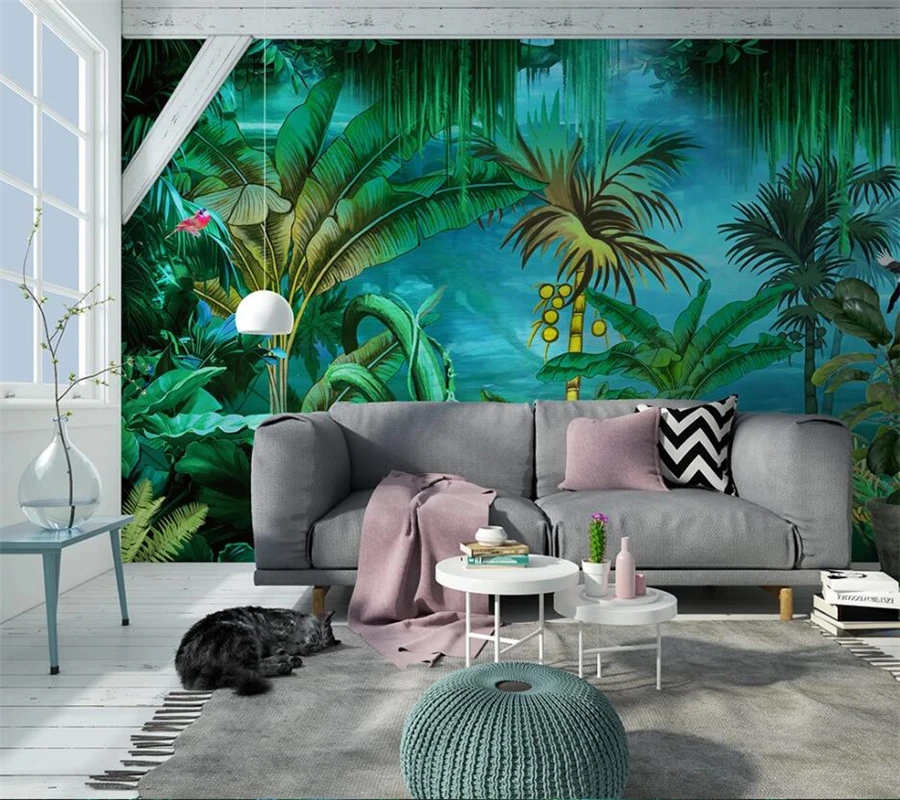Papel de parede 3D personalizado mural floresta mágica fundo sala de estar  decoração de parede pintura papel de parede 200 cm (W)×140 cm (H)
