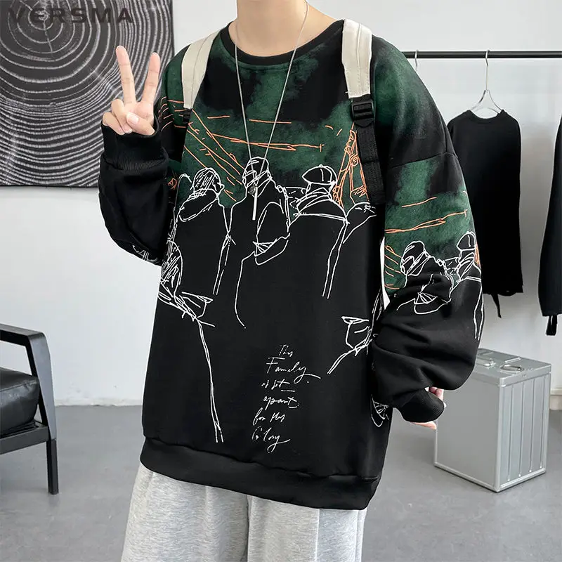 

VERSMA Japanese Harajuku Vintage Graffiti Print Hoodies Sweatshirts Men Spring Loose High Street College Hoodie Men Dropshipping