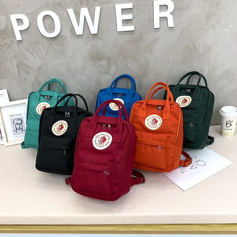

New Style Women's Hand Canvas Bag Candy-Colored Small Backpack Korean-style Fashion Canvas Backpack