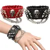Fashion Gothic Punk Skull Metal bullet Leather Bracelet Men Bracelets & Bangles Male Arm Jewelry Red and black 2022 Accessor 1