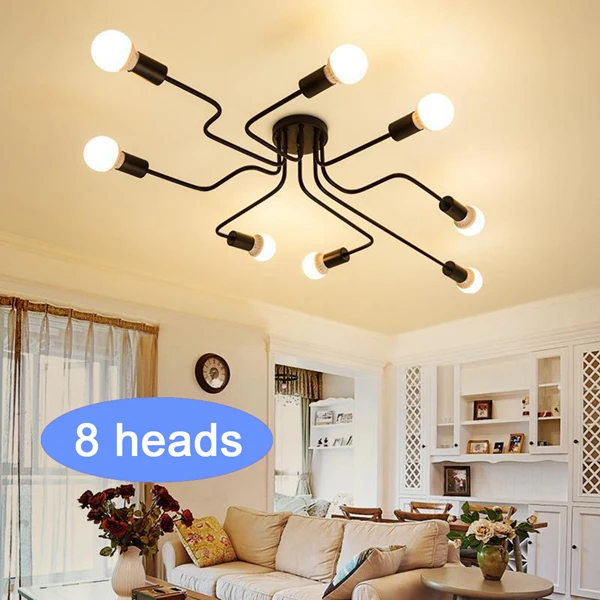Spider style 8heads 220v современный светодиодный люстры осветительные приборы черного листового железа 4/6/8 филиал Потолочная люстра промышленный светильник Гостиная Спальня - Цвет корпуса: Spider style 8heads
