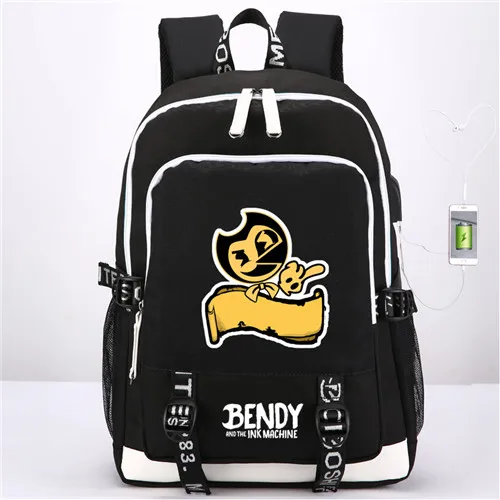 Bendy и чернильная машинка рюкзак сумка ж/USB модный порт/замок/интерфейс наушников студенческий блокнот сумка для ноутбука - Цвет: Style 13