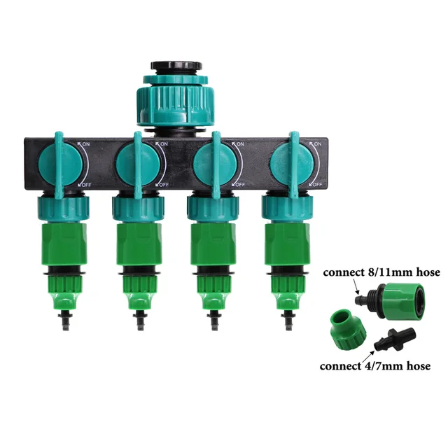 1 Beállított Négyirányú Vízcsövek Osztó Kerti Öntözés 4/7 Vagy 8/11 16 Mm -Es Tömlőcsatlakozó -Készlet Üvegházhatású Gyümölcsös Öntözőkészülékek - Image 3