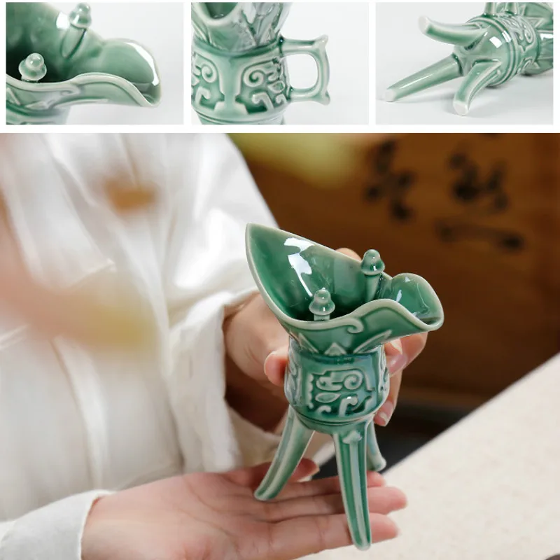 Высококлассные Celadon керамические s Набор для барменов наряд античный керамический винный стакан диспенсер для вина Ретро ликер бар поставки вина подарки