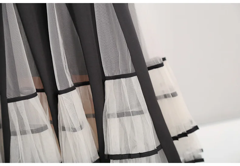 SuperAen New Europe Fashion Women Skirts Autumn Wild High Waist Mesh Skirts Female Casual