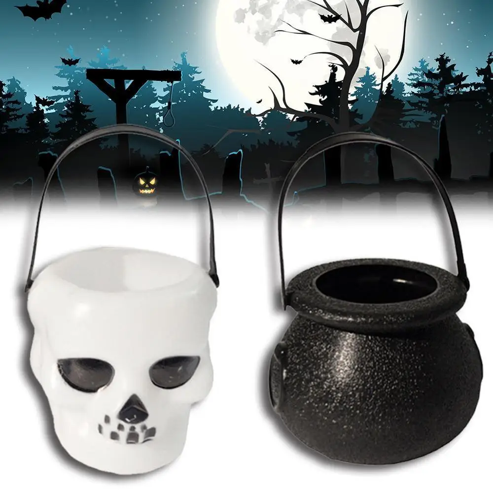 2PCS Scary Halloween Candy Kettle box Witch Cauldron Halloween Party Hanging Props St.Patrick's Day Halloween Decoration