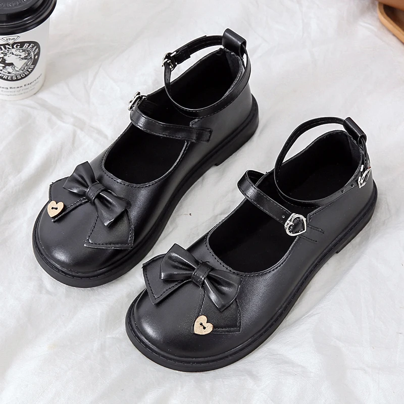 Spring New Student Harajuku Jk Uniform Shoe Feminine Sweet Girls Female Kawaii Japanese Cute Anime Cosplay Black Lolita Shoes |