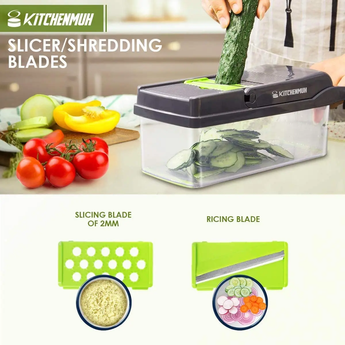 Onion Chopper Mutilfunctional Vegetable Chopper Dicer Slicer Cutter French  Fry Cutter Food Chopper With Container Blades
