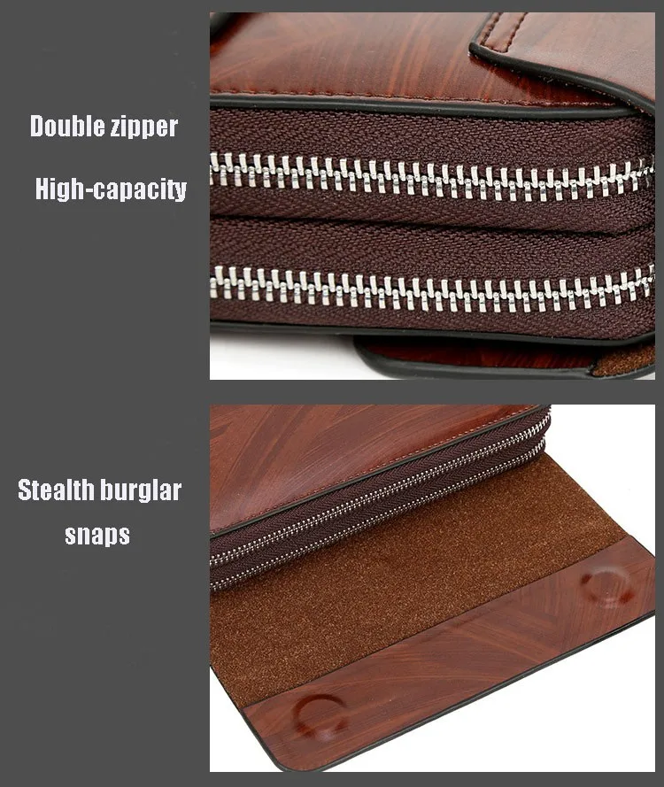  N/A Double Zipper Men Clutch Bag Fashion Cowhide Leather Long Purse  Men's Organizer Wallet Male Casual (Color : A, Size : 23.2 * 14cm) :  Clothing, Shoes & Jewelry