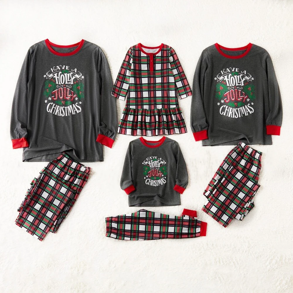  Christmas Family Outfits Pajamas Toddler Baby Kids Girls Pajamas Father Mother Kids Baby Plaid Dres