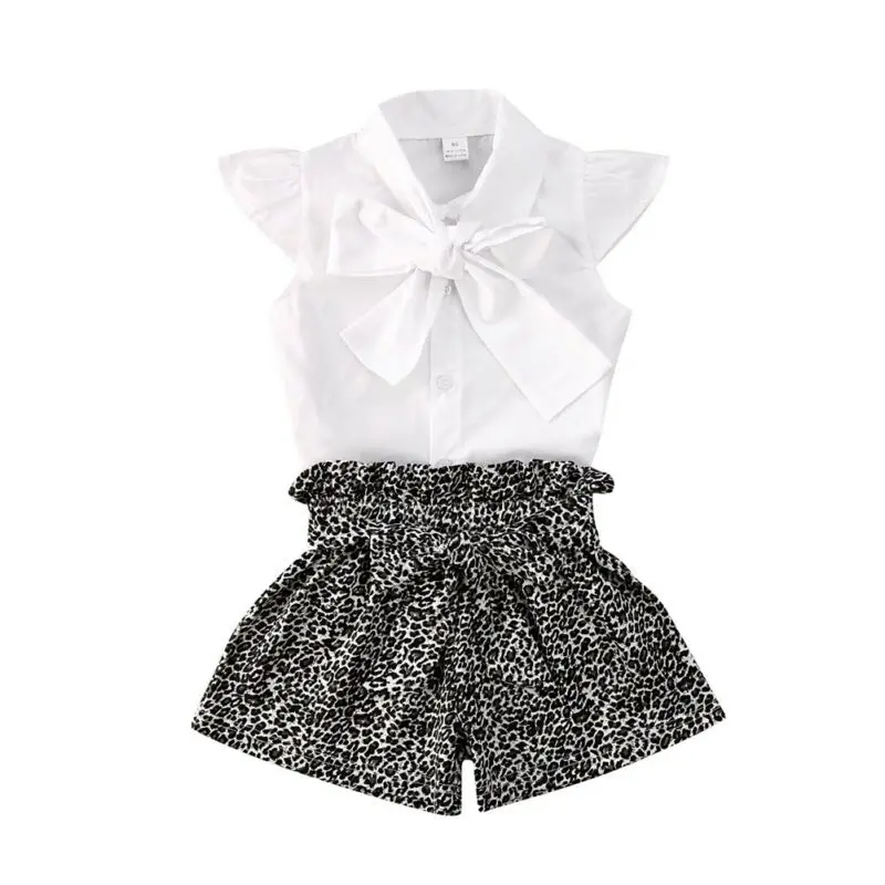 От 1 до 6 лет модный Леопардовый Костюм комплекты из 2 предметов для маленьких