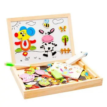 

None Children Puzzle Zodiac Spelling Wooden Double-sided Jigsaw