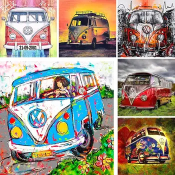 

Full Square Round Drill 5D DIY Diamond Painting Bus Cartoon 3D Diamond Embroidery Car Rhinestone Cross stitch Home Decor G78