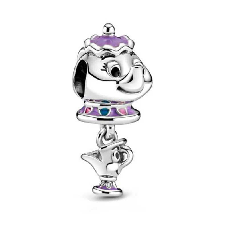 

2020 summer 925 Sterling Silver Beads Beauty and Beast Mrs Potts & Chip Charm fit Original Pandora Bracelets Women DIY Jewelry
