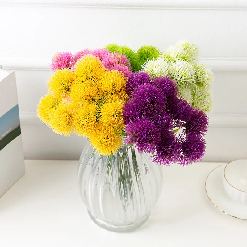 

1PC Plastic Dandelion Artificial Flowers Real Touch Green Dandelion Fake Plant Branch Christmas Decoration Flower