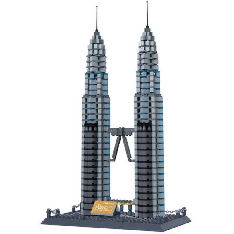 

NEW WANGE Architecture Petronas Twin Towers Building Blocks Sets City Bricks Classic Skyline Model Kids Toys