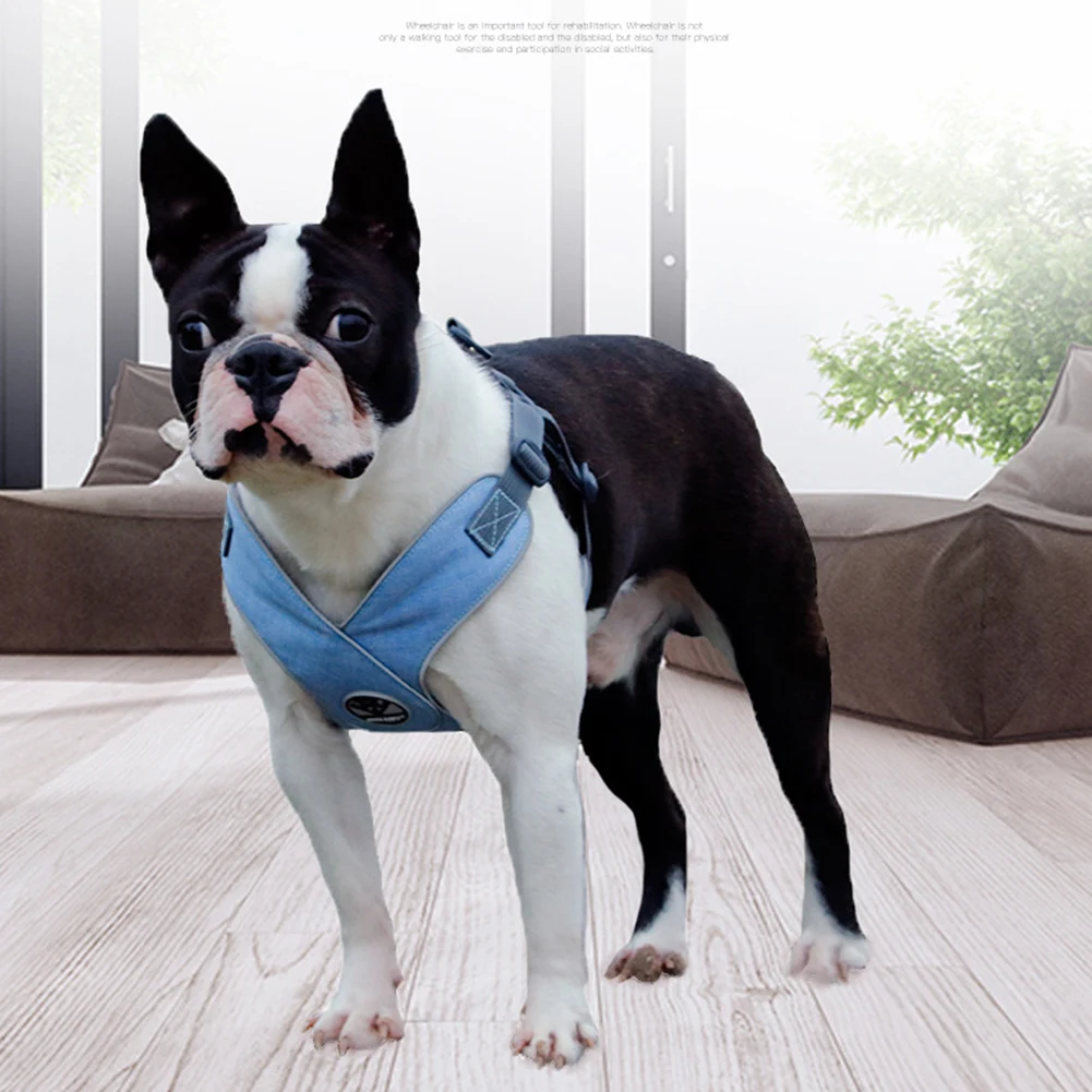 Reflective Stripe Chest Strap Pet Nylon Soft Vest Quick Release Outdoor Walking Portable Adjustable Decorative Dog Harness