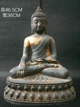 

18" Tibet Buddhism Temple purple Gilt bronze cinnabars bottom Shakyamuni Buddha Sage of the Sakyamuni Gautama Siddhartha statue