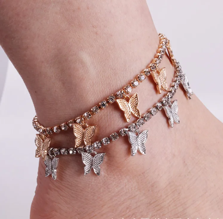 2020 Hot Women Boho Butterfly Tennis Bracelet Anklet Beach Plus Size Rhinestone Anklet Accessories Gold Pink Silver Color Anklet 2020 Hot Women Boho Butterfly Tennis Bracelet Anklet Beach Plus Size Rhinestone Anklet Accessories Gold Pink Silver Color Anklet