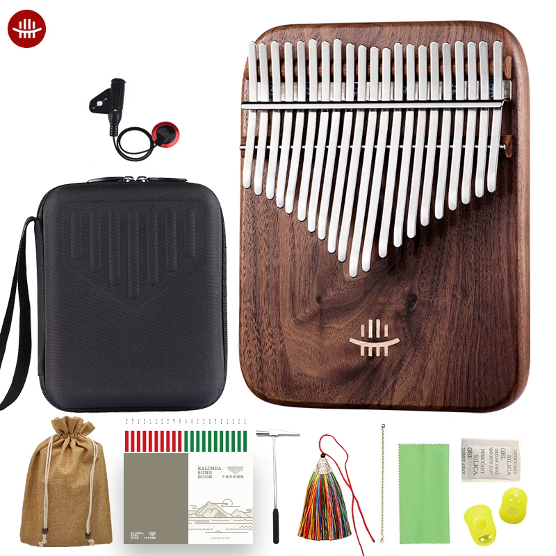 Chamfer Arc Kalimba 21 Key Black Walnut Mbira Keyboard Thumb Piano Calimba Music Musical Instruments Kalimbas 17 keys