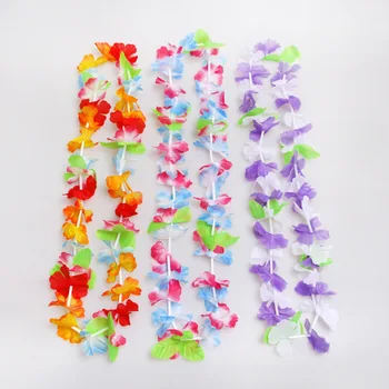 

50pcs Hawaiian leis Garland Artificial Necklace Hawaii Flowers Wreath Party Supplies Beach Decor