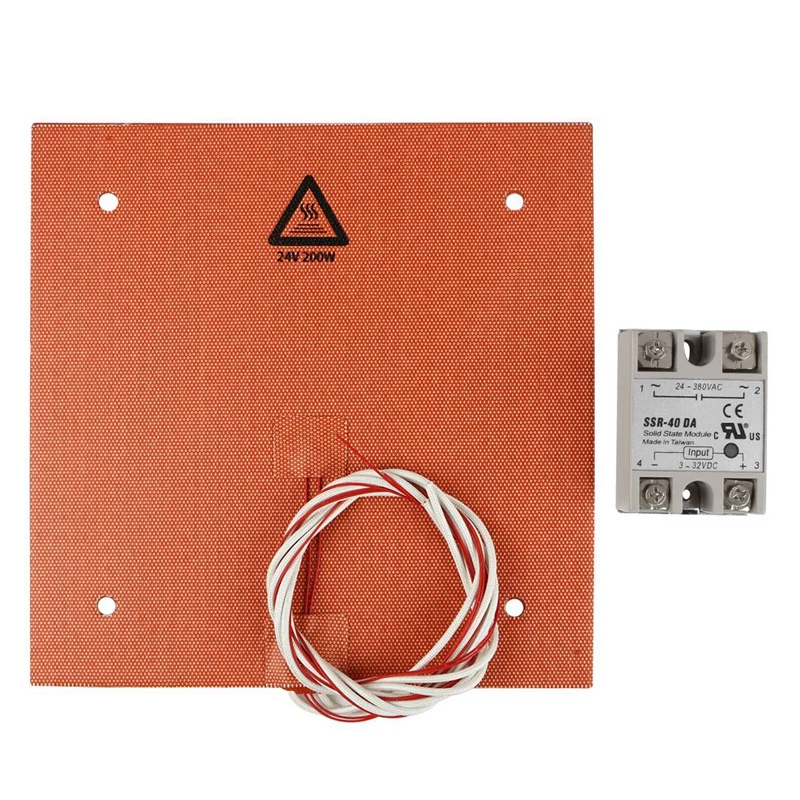AAAJ-235X235mm 24V 200W Silicone Heater 3D Printer Heatbed Pad with Solid State Relay for Parts | Компьютеры и офис