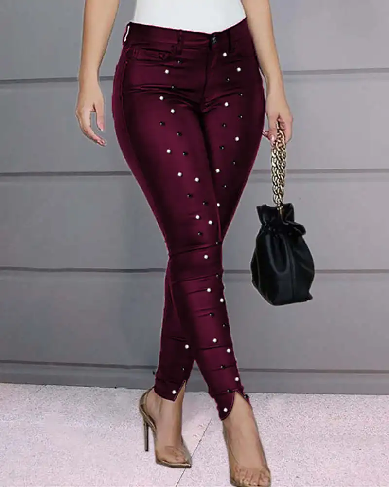 high waisted pencil trousers