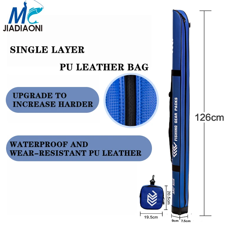 JIADIAONI Outdoor Single/Double Layer Fishing Bags Waterproof Fishing Tackle Fishing Rod Bag Storage Case Resistant PU Leather - Цвет: C1