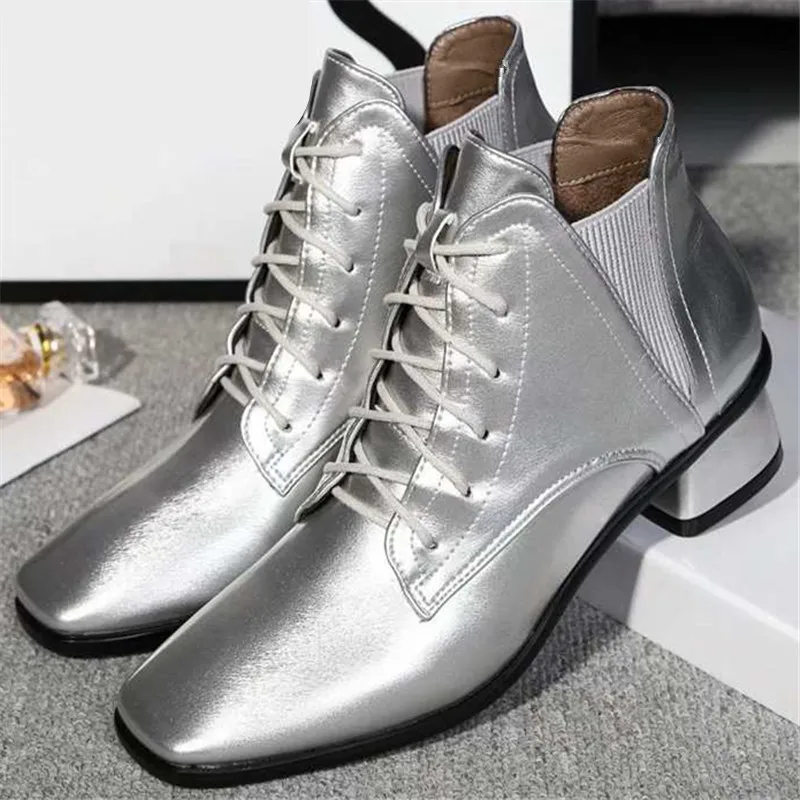 silver boots low heel