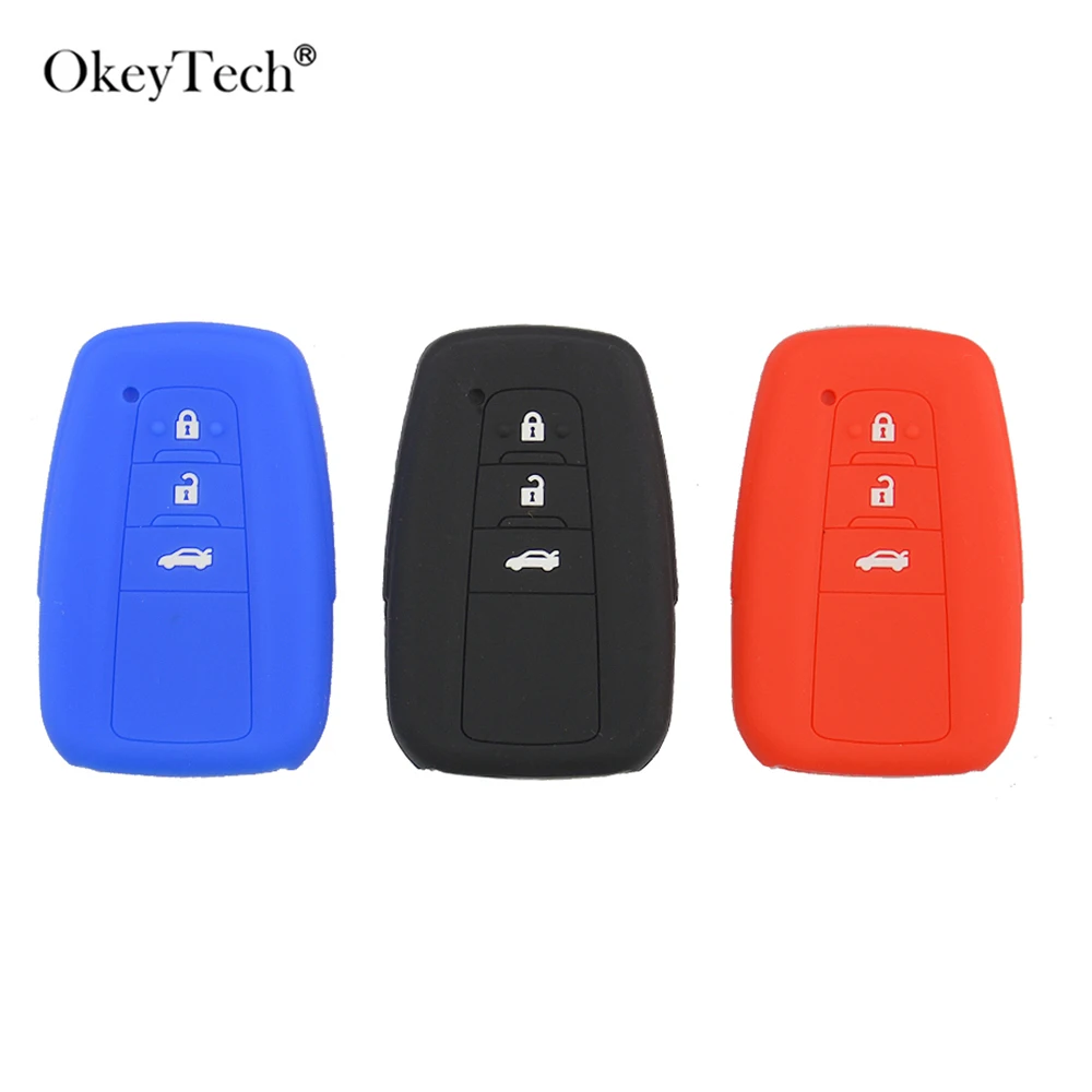 OkeyTech 3BT силиконовый чехол для автомобильного ключа Toyota Camry Prado 2017 2018 CHR Prius Corolla RAV 4