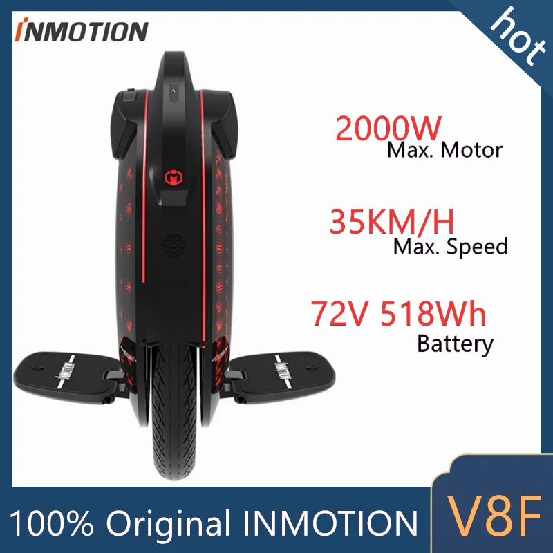 

2021 INMOTION V8F V8S Unicycle Self Balancing Electric Scooter Off-road With Decorative Lamps Monowheel Hoverboard Skateboard