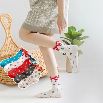 

New Cotton Spring Winter Autumn Baby Girls Boys Kids Socks Children Striped Snowflake Elk Santa Claus Christmas Bear